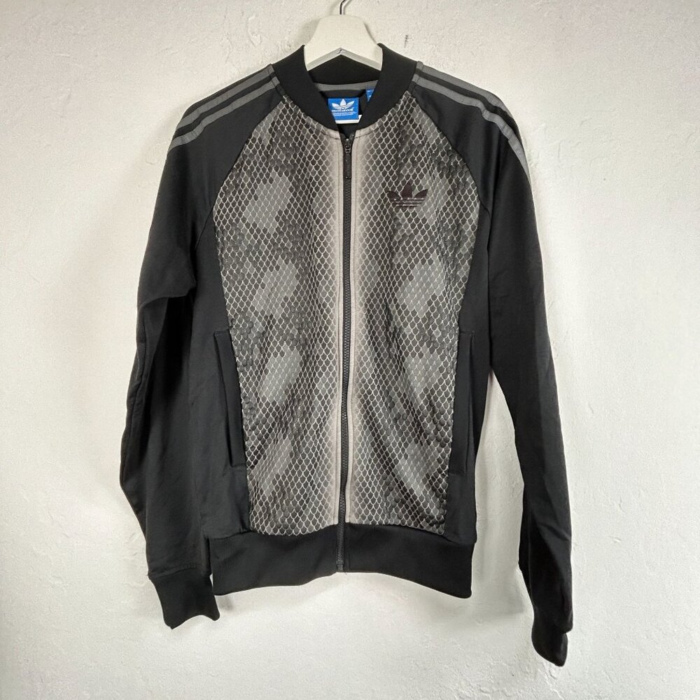 Adidas Mens Snake Print Track Jacket Small Black Zip Up Lightweight Activewear